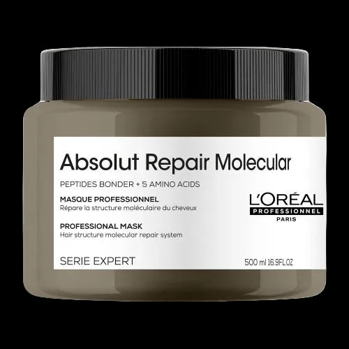 L'Oréal Professionnel Paris Absolut Repair Molecular Hair Mask - Repairs Damage & Restores Strength For Extremely Dry Damaged Hair, Extra Detangling & Hydration, Peptides Bonder