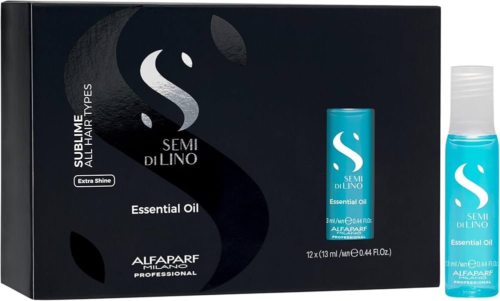 ALFAPARF MILANO Semi Di Lino Sublime Essential Hair Oil Treatment - Lightweight Hair Treatment for Glossy, Shiny Hair - Increase Softness and Luminosity - Color-Safe (12 Vials, 0.44 fl oz Each)