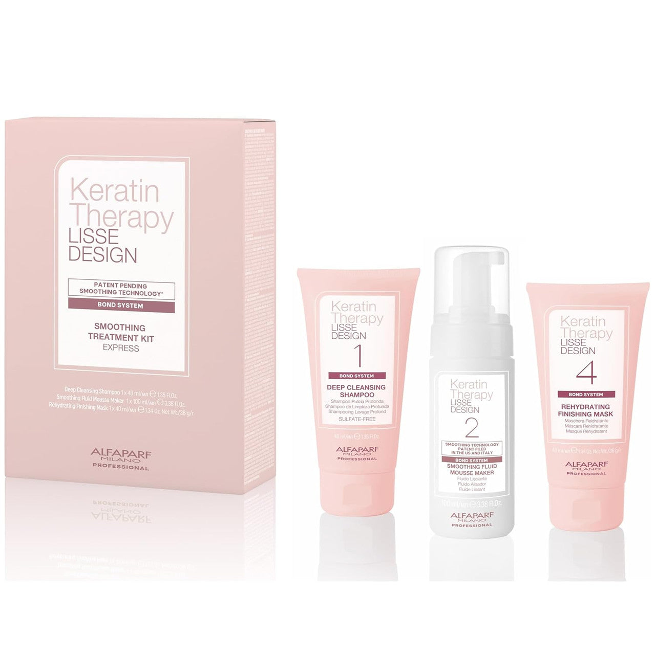 ALFAPARF MILANO Home Keratin Hair Treatment - Lisse Design Express Brazilian Hair Straightening and Smoothing - Formaldehyde Free - Sulfate Free