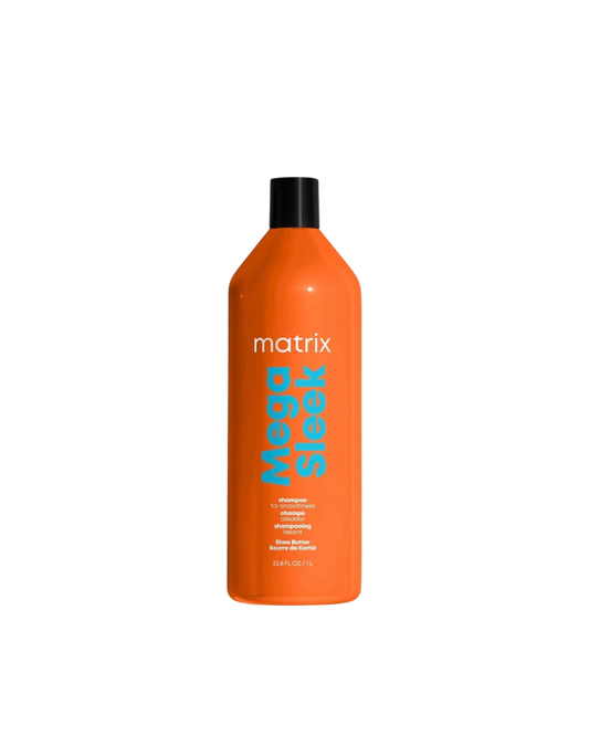 Matrix Mega Sleek Shampoo - Anti-Frizz Moisturizing Shampoo, Smoothing and Detangling, For Dry & Damaged Hair, Salon Professional Formula, With Shea Butter, Vegan