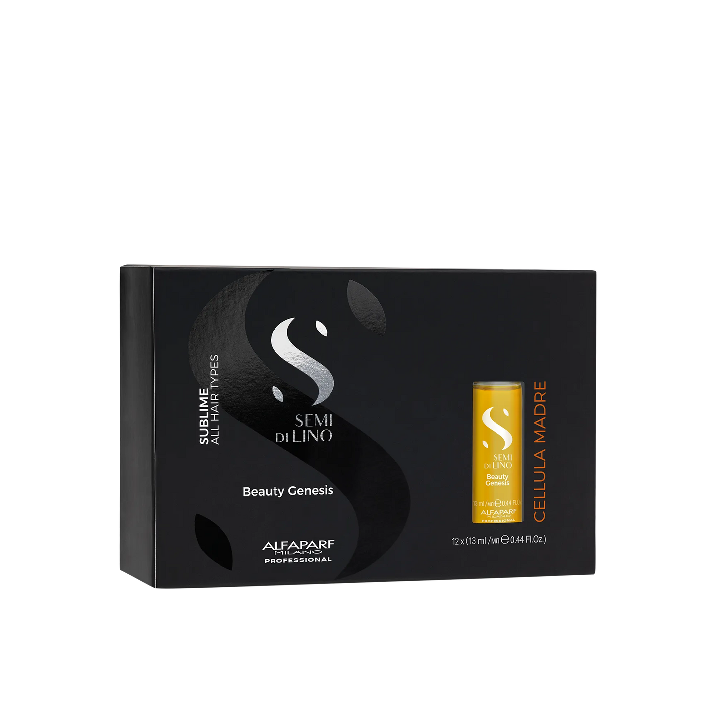 ALFAPARF MILANO Semi di Lino Sublime Cellula Madre Beauty Genesis Vials - Argan Ampoules for Radiant and Healthy Hair - Protects Color - Adds Shine (12 Vials / 0.44 fl. oz. each)