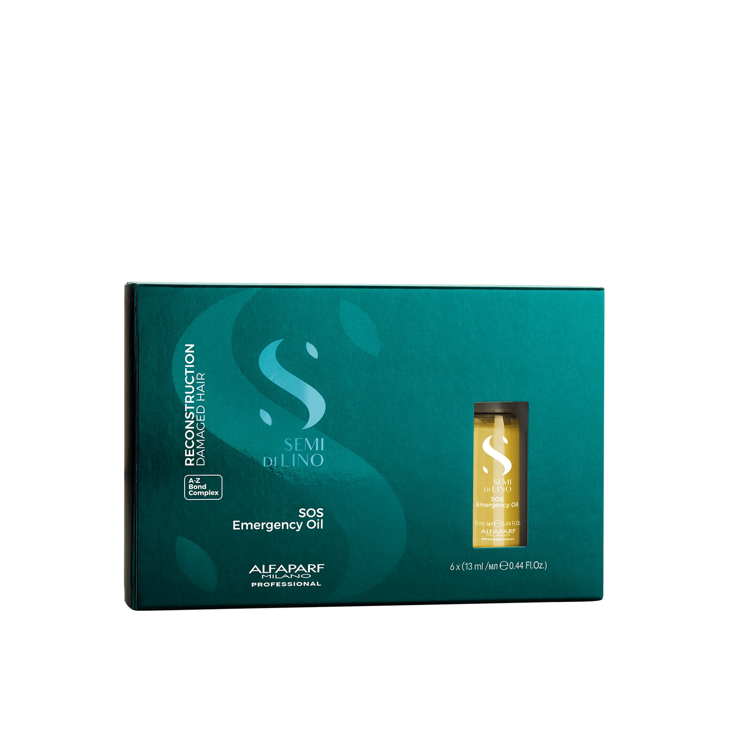 ALFAPARF MILANO Semi di Lino Reconstruction Reparative SOS Emergency Oil - Hair Breakage Treatment for Strengthening, Smoothing & Repairing Damaged Hair - Hydrating Hair Oil - Vegan (6 Vials/2.64 oz)