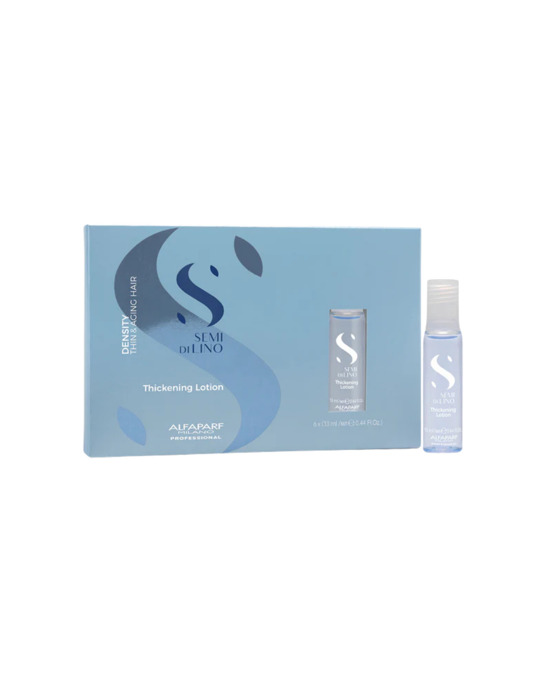 Alfaparf Milano Semi di Lino Density Thickening Leave-In Treatment for Thin Hair - Thermal Protection - Builds Body, Plumps Hair - Volumizing Hair Product - Youthful and Thicker Hair - 6 Vials