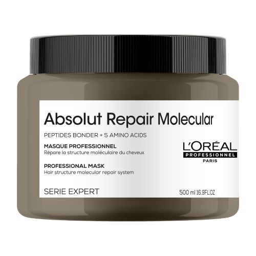 L'Oréal Professionnel Paris Absolut Repair Molecular Hair Mask - Repairs Damage & Restores Strength For Extremely Dry Damaged Hair, Extra Detangling & Hydration, Peptides Bonder