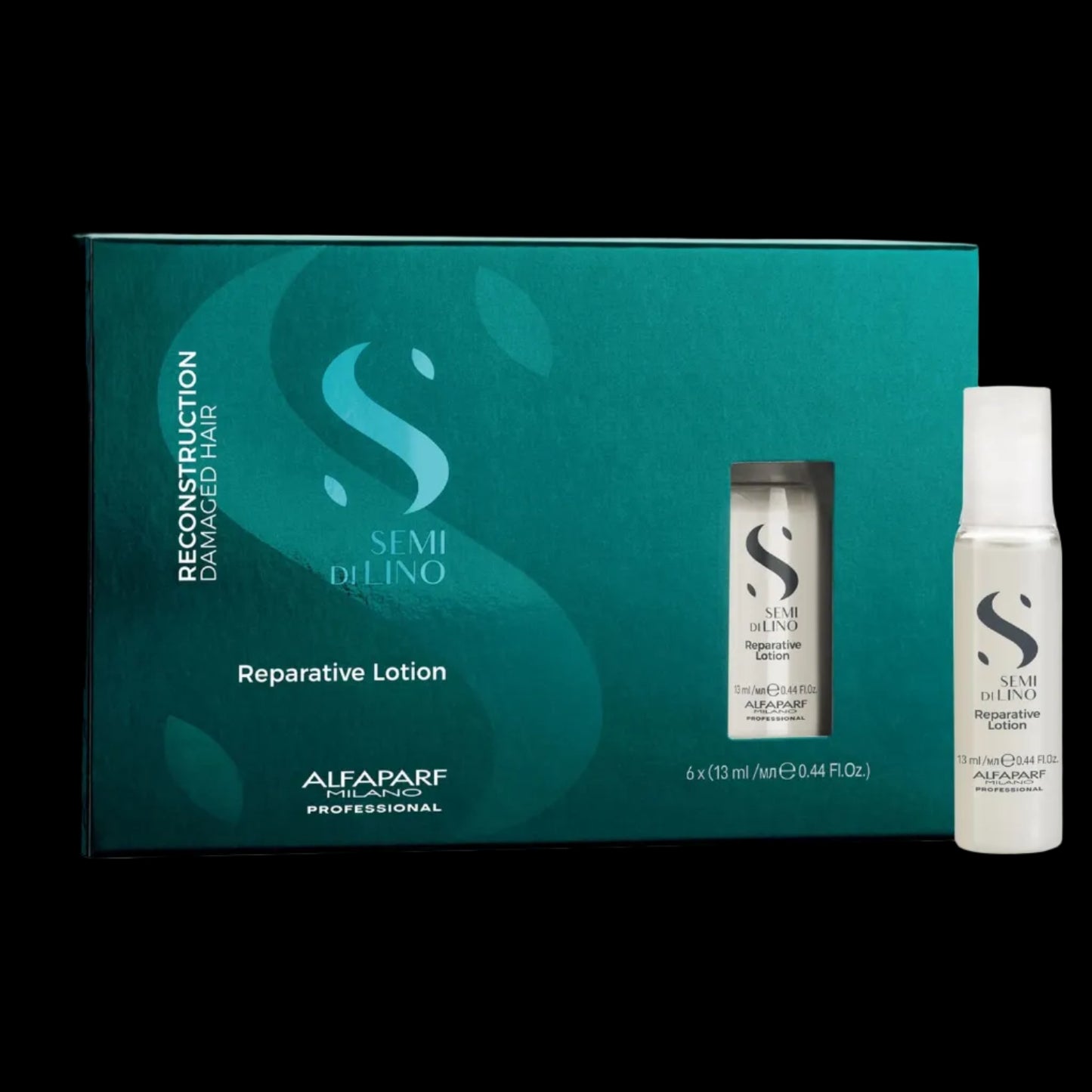 ALFAPARF MILANO Semi di Lino Reconstruction Reparative Lotion Treatment - Hair Repair for Damaged Hair, Adds Shine, Softness and Body - Thermal Protection - Anti Hair Breakage (6 Vials/2.64 oz)