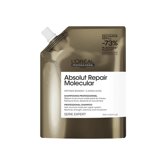 L'Oréal Professionnel Paris Absolut Repair Molecular Shampoo - Repairs Damage & Restores Strength For All Damaged Hair, With Peptide Bonder & Amino Acids, Sulfate-Free