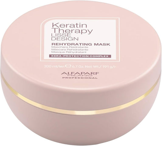 Alfaparf Milano Lisse Design Keratin Therapy Rehydrating Hair Mask - Post Keratin Treatment Deep Conditioning Hair Mask for Frizz Control & Moisture Retention