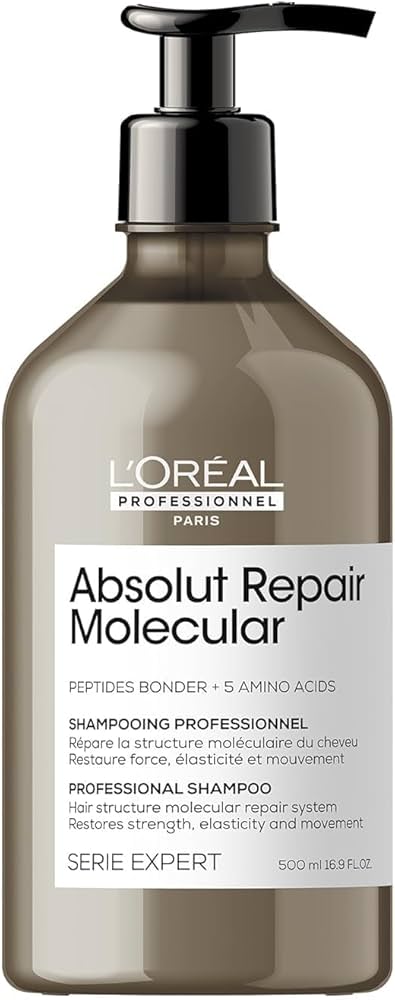 L'Oréal Professionnel Paris Absolut Repair Molecular Shampoo - Repairs Damage & Restores Strength For All Damaged Hair, With Peptide Bonder & Amino Acids, Sulfate-Free