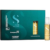 ALFAPARF MILANO Semi di Lino Reconstruction Reparative SOS Emergency Oil - Hair Breakage Treatment for Strengthening, Smoothing & Repairing Damaged Hair - Hydrating Hair Oil - Vegan (6 Vials/2.64 oz)