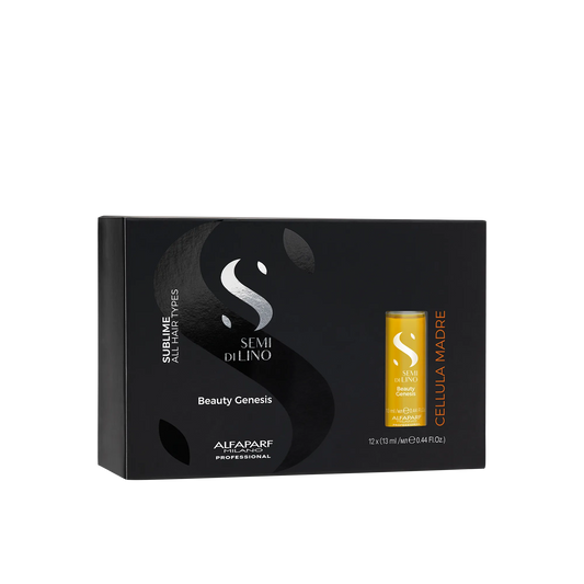 ALFAPARF MILANO Semi di Lino Sublime Cellula Madre Beauty Genesis Vials - Argan Ampoules for Radiant and Healthy Hair - Protects Color - Adds Shine (12 Vials / 0.44 fl. oz. each)