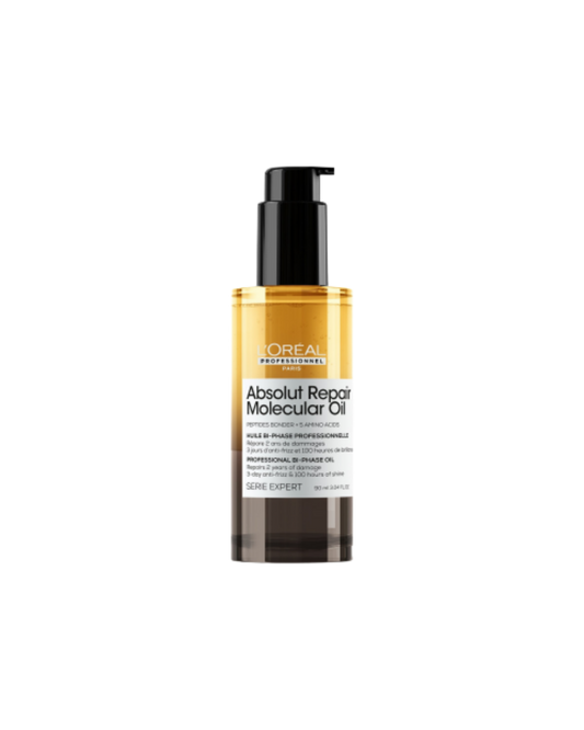 L'Oréal Professionnel Paris Absolut Repair Molecular High Shine Hair Oil – Lightweight Fast-Absorbing Bi-phase Oil, Repairs 2 Years Hair Damage, 100 Hours Hair Shine, Anti-Frizz