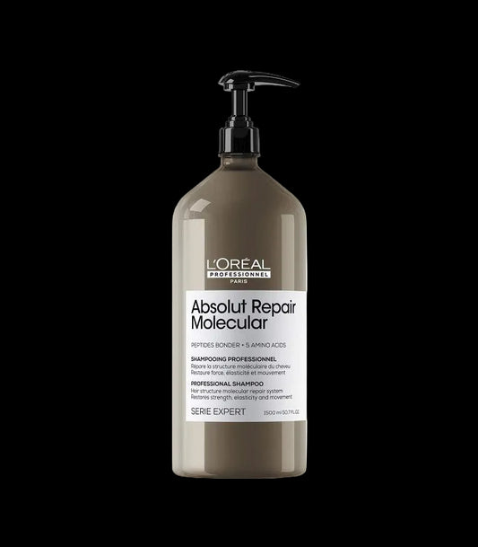 L'Oréal Professionnel Paris Absolut Repair Molecular Shampoo - Repairs Damage & Restores Strength For All Damaged Hair, With Peptide Bonder & Amino Acids, Sulfate-Free