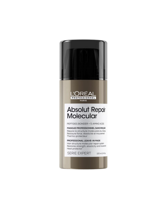 L'Oréal Professionnel Paris Absolut Repair Molecular Leave In Mask - Smooths and Strengthens Hair For All Damaged Hair Types, Protects from Heat